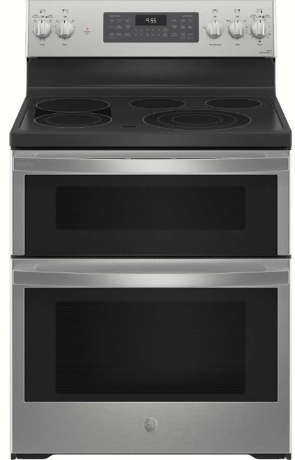 PB965YPFS GE Profile 30" Smart Free Standing Electric Double Oven Convection Range with No Preheat Air Fry - Fingerprint Resistant Stainless Steel