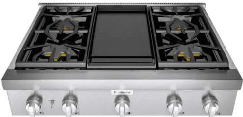 PCG364WD Thermador 36" Professional Rangetop with 4 Burners and Griddle - Stainless Steel