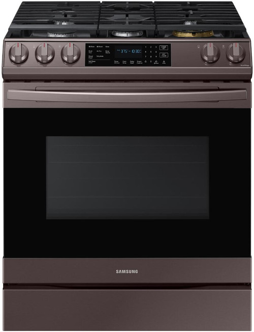 NX60T8511ST Samsung 30" Front Control Wifi Enabled Slide-In Gas Range with Air Fry and Convection - Fingerprint Resistant Tuscan Stainless Steel