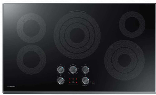 NZ36K6430RG Samsung 36" Electric Cooktop with 5 Burners and Hot Surface Indicator Light - Black Stainless Steel