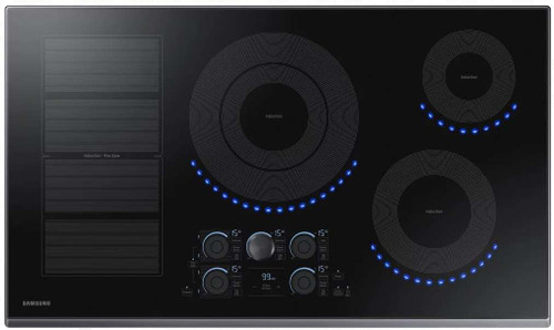 NZ36K7880UG Samsung 36" Induction Cooktop with 5 Induction Elements and Kitchen Timer - Black Stainless Steel