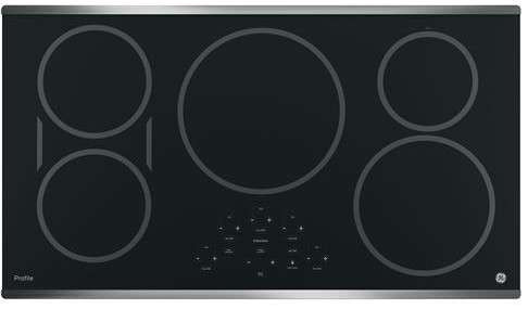 PHP9036SJSS GE Profile Series 36" Built-In Touch Control Induction Cooktop with 5 Induction Elements - Black on Stainless Steel