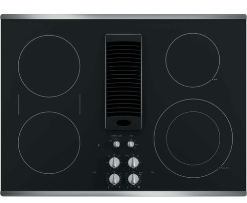 PP9830SJSS GE Profile Series 30" Downdraft Electric Cooktop with Bridge Element - Black with Stainless Steel Trim