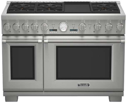 PRD486JDGU Thermador 48" Professional Series Six Burner with Griddle Pro Grand Commercial Depth Dual Fuel Range - Stainless Steel