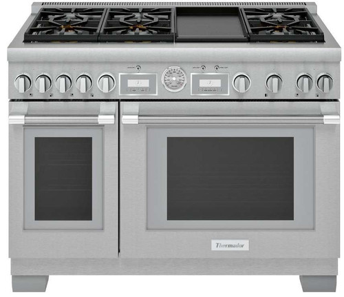 PRD486WDGU Thermador 48" Pro Grand Commercial Depth Dual Fuel Range with 6 Star Burners and Griddle - Stainless Steel