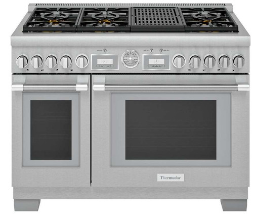 PRD486WLGU Thermador 48" Pro Grand Commercial Depth Dual Fuel Range with 6 Star Burners and Grill - Stainless Steel