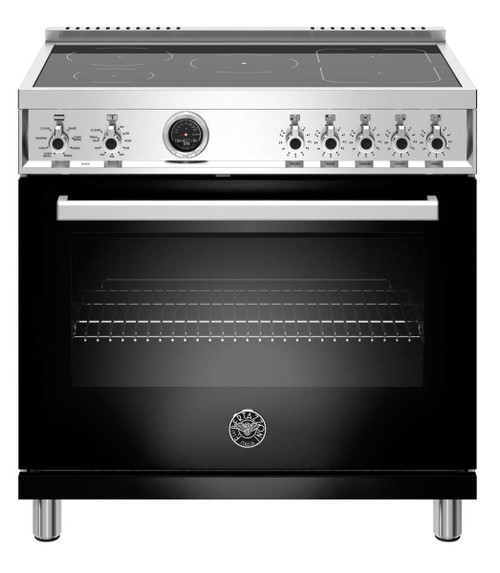 PROF365INSNET Bertazzoni 36" Professional Series Free Standing 5 Heat Zones Induction Range with Electric Self Clean Oven - Black