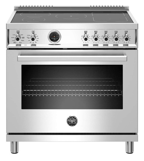 PROF365INSXT Bertazzoni 36" Professional Series Free Standing 5 Heat Zones Induction Range with Electric Self Clean Oven - Stainless Steel