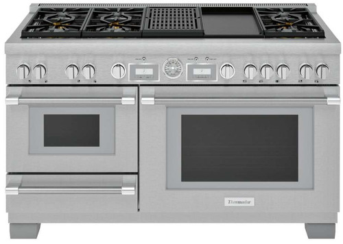 PRD606WCSG Thermador 60" Pro Grand Commercial Depth Dual Fuel Steam Range with Grill and Griddle - Stainless Steel