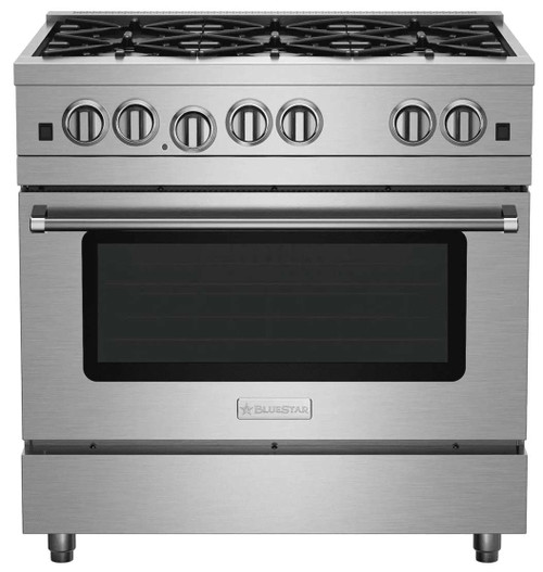 RCS36SBV2 BlueStar 36" RCS Series Freestanding Sealed 6 Burner Natural Gas Range with Infrared Boiler and Extra Large Convection Oven - Stainless Steel