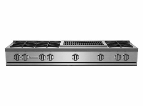 RGTNB606CBV2 BlueStar 60" Natural Gas Rangetop - 6 Burners with 24" Charbroiler - Stainless Steel