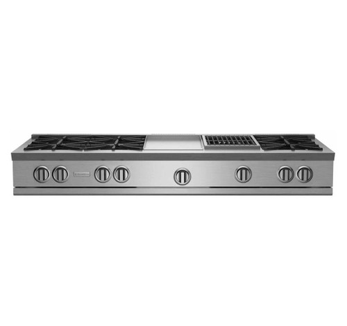 RGTNB606GCBV2 BlueStar 60" Natural Gas Rangetop - 6 Burners with 12" Charbroiler and 12" Griddle - Stainless Steel