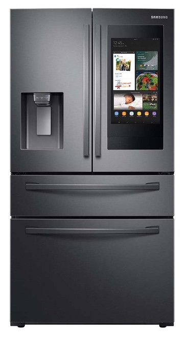 RF28R7551SG Samsung 36" 28 cu. ft. WiFi Enabled 4-Door French Door Refrigerator with with Touchscreen Famly Hub - Fingerprint Resistant Black Stainless Steel