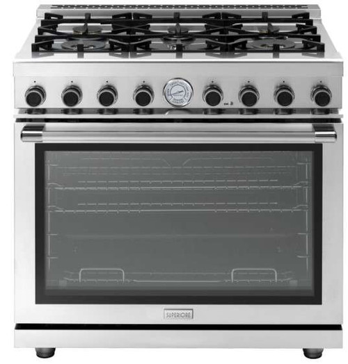 RN361GPSS Superiore 36" NEXT Gas Range with Panorama Door and Extra Large Gas Oven - Natural Gas - Stainless Steel