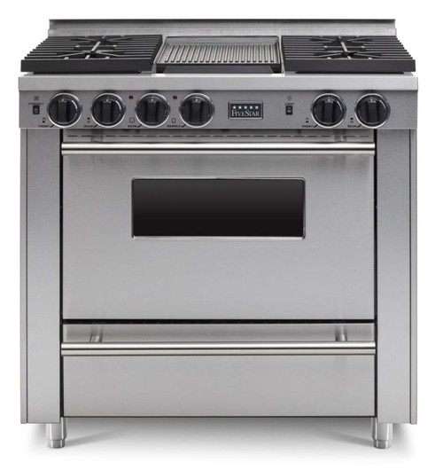 TTN3327BW FiveStar 36" All-Gas Convection Range with 4 Sealed Burners and Grill/Griddle - Natural Gas - Stainless Steel