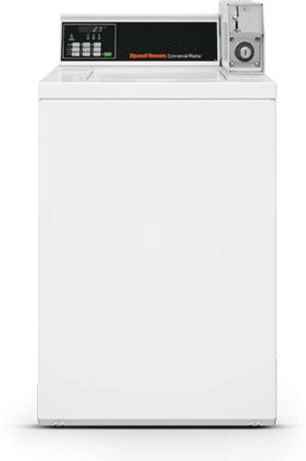 TV6000WN Speed Queen 26" 3.19 cu. ft. Rear Control Light Commercial Coin Drop Top Load Washer with Drain Pump - White