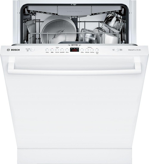 SHXM4AY52N Bosch 24" 100 Series Ascenta Top Control Bar Handle Dishwasher with InfoLight and RackMatic Upper Rack - White