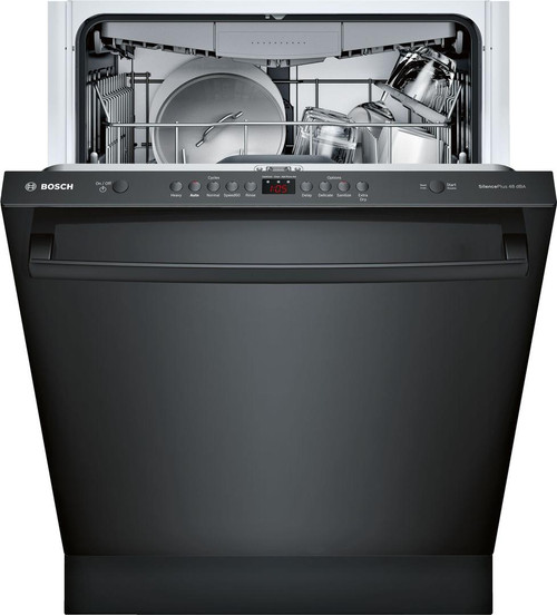 SHXM4AY56N Bosch 24" 100 Series Ascenta Top Control Bar Handle Dishwasher with InfoLight and RackMatic Upper Rack - Black