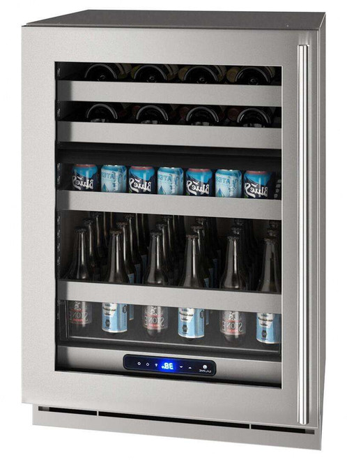 UHBD524SG51A U-Line 24" 5 Class Dual Zone Beverage Center with Stainless Frame and Lock - Left Hinge - Stainless Steel