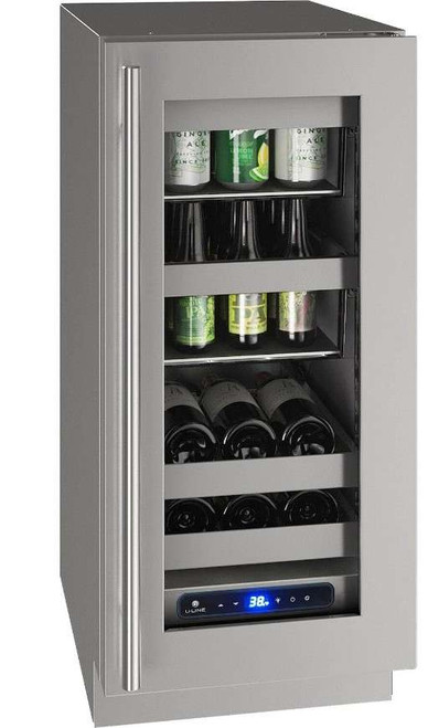 UHBV515-SG41A U-Line 15" 5 Class Series Stainless Frame Undercounter Beverage Center with Lock - Right Hinge - Stainless Steel