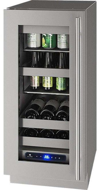 UHBV515-SG51A U-Line 15" 5 Class Series Stainless Frame Undercounter Beverage Center with Lock - Left Hinge - Stainless Steel