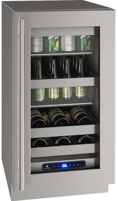 UHBV518-SG01A U-Line 18" 5 Class Series Stainless Frame Undercounter Beverage Center - Reversible Hinge - Stainless Steel