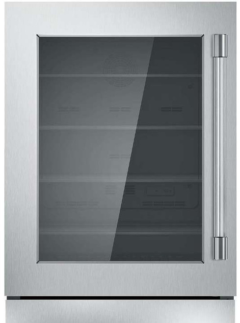 T24UR920LS Thermador 24" Under-Counter Glass Door Refrigerator with LED Theater Lighting and Customizable Cooling Modes - Stainless Steel with Professional Series Handle - Left Hinge