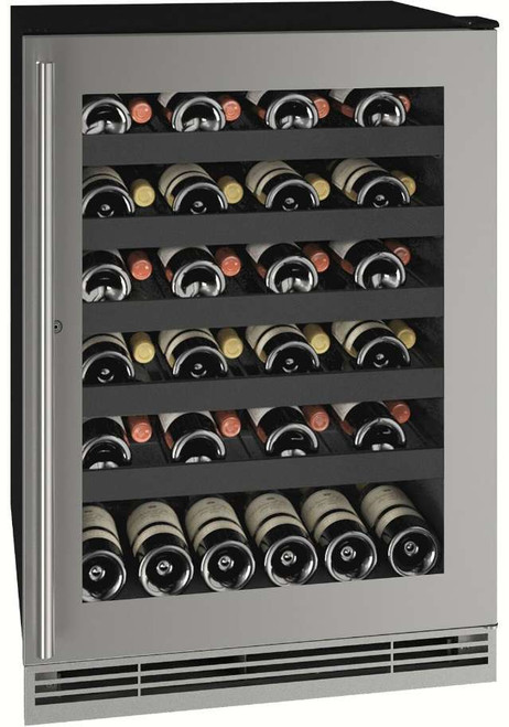 UHWC124SG31A U-Line 24" 1 Class Series Single Zone Wine Cooler with Stainless Steel Frame Lock and 48lb Bottle Capacity - Reversible Hinge - Lock - Stainless Steel