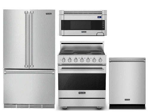 Package V3 - Viking Appliance Package - 4 Piece Luxury Appliance Package with Electric Range - Stainless Steel