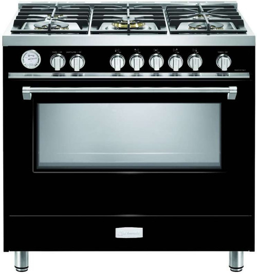 VDFSGG365GB Verona 36" Designer Series Gas Range with Single Oven and Infrared Broiler - Gloss Black