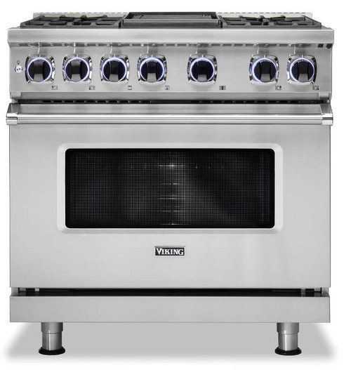 VGR73624GSS Viking 36" Professional 7 Series Gas Range with 4 Elevation Burners and Griddle - Natural Gas - Stainless Steel