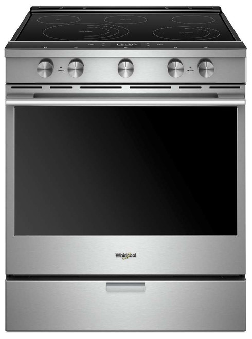 WEEA25H0HZ Whirlpool 30" Smart Contemporary Handle Slide-In Electric Range with Frozen Bake Technology and True Convection Cooking - Fingerprint Resistant Stainless Steel