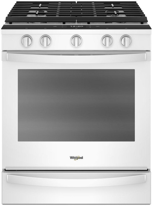 WEG750H0HW Whirlpool 30" Smart Slide-In Gas Range with Frozen Bake Technology and True Convection Cooking - White