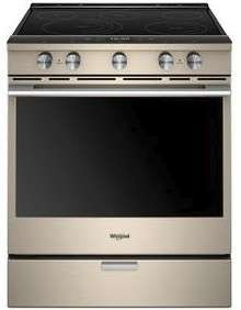 WEEA25H0HN Whirlpool 30" Smart Contemporary Handle Slide-In Electric Range with Frozen Bake Technology and True Convection Cooking - Fingerprint Resistant Sunset Bronze