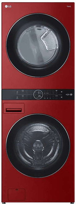 WKGX201HRA LG 27" Smart Gas WashTower with 4.5 cu. ft. Washer and 7.4 cu. ft. Dryer - Red