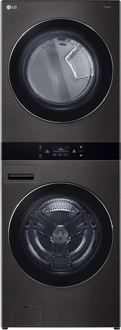 WKGX301HBA LG 27" Washtower with 5.0 cu. ft. Washer and 7.4 cu.ft. Gas Dryer - Black Steel