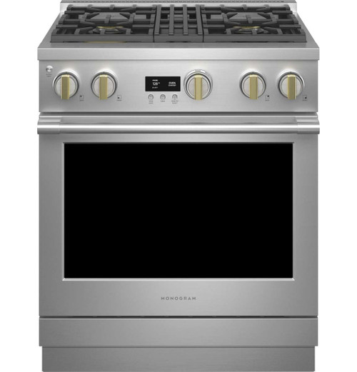 ZDP304NTSS Monogram 30" Dual Fuel Professional Range with 4 Burners - Natural Gas - Stainless Steel