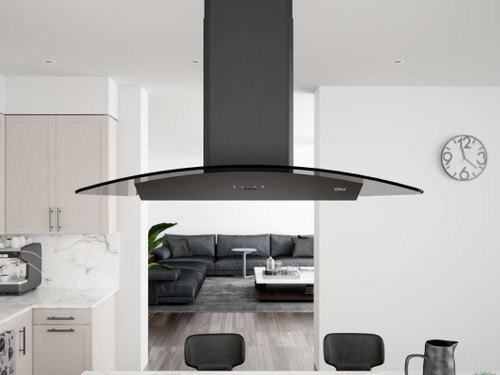 ZREE42ABSGG Zephyr 42" Core Collection Ravenna Island Hood with 600 CFM - Black Stainless Steel