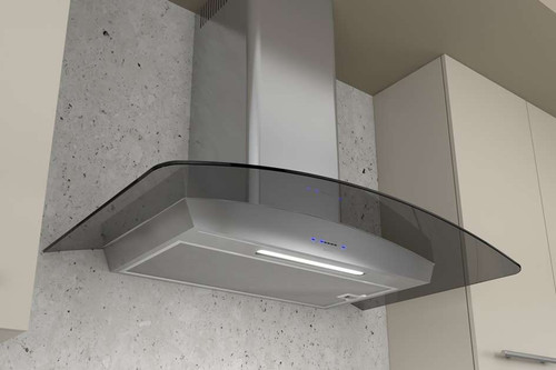 ZRVE30BGG Zephyr 30" Ravenna Wall Hood - 600 CFM - Stainless Steel with Smoke Gray Glass