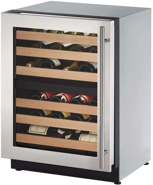 2224ZWCS-15B U-Line 2000 Series 24" Wide Wine Captain with Dual Zones - Left Hand Hinge with Lock - Stainless Steel