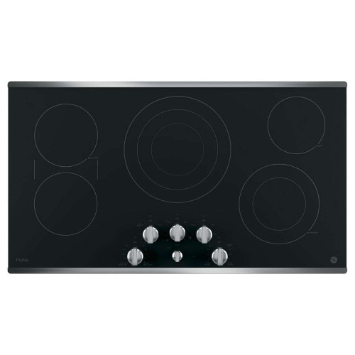 PP7036SJSS GE Profile 36" Built-In Knob Control Cooktop with Five Cooking Elements - Black with Stainless Steel Trim