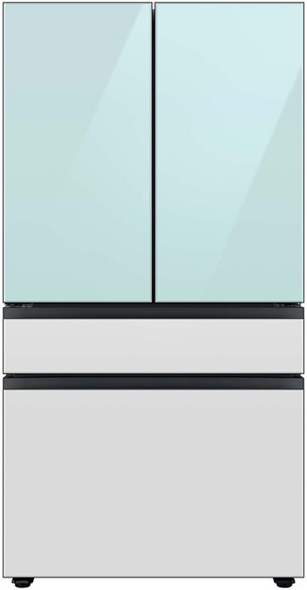 RF29BB86004MAA Samsung 36" Bespoke 4-Door French Door Refrigerator with Beverage Center - Blue Glass Top Panel with White Glass Middle and Bottom Panel