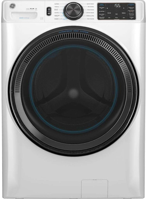 GFW655SSVWW GE 28" Smart WiFi Enabled 5 cu. Ft. Front Load Washer with Steam and Sanitize Cycles - White