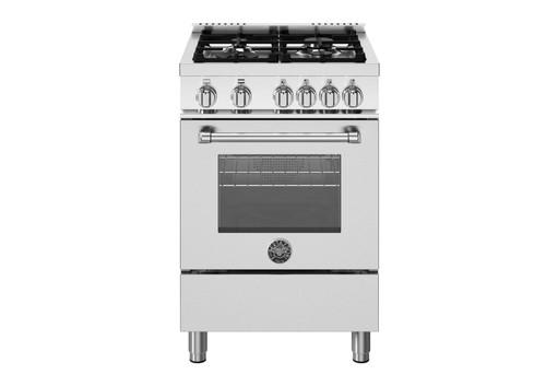 MAS244GASXV-LP Bertazonni 24" Master Series Dual Fuel Range with Gas Oven and 4 Aluminum Burners - Liquid Propane - Stainless Steel