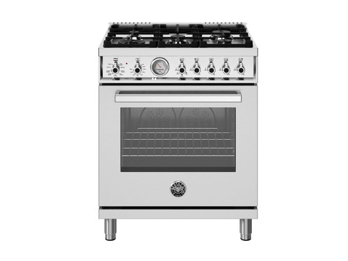 PRO305DFMXV Bertazonni 30" Professional Series Dual Fuel Range with Electric Oven and 5 Aluminum Burners - Stainless Steel