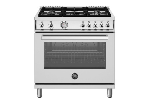 PRO365GASXV Bertazonni 36" Professional Series Gas Range with 5 Aluminum Burners - Natural Gas - Stainless Steel