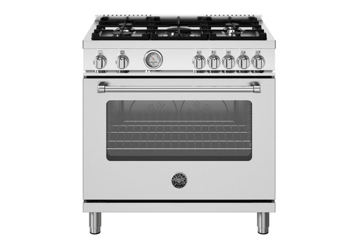 MAS365GASXV-LP Bertazonni 36" Master Series Dual Fuel Range with Gas Oven and 5 Aluminum Burners - Liquid Propane - Stainless Steel