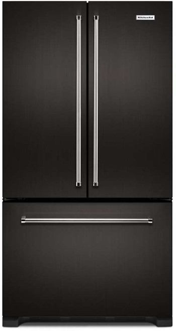 KRFC302EBS KitchenAid 36" 22 cu. Ft. Counter Depth French Door Refrigerator with Interior Water Dispenser and Crisper Drawers - PrintShield Black Stainless Steel