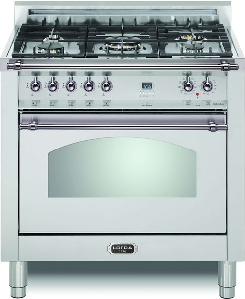 RXCS36M0G500 Lofra Dolcevita Series 36" Dual Fuel Single Oven Range with 5 Brass Burners - Stainless Steel with Chrome Trim