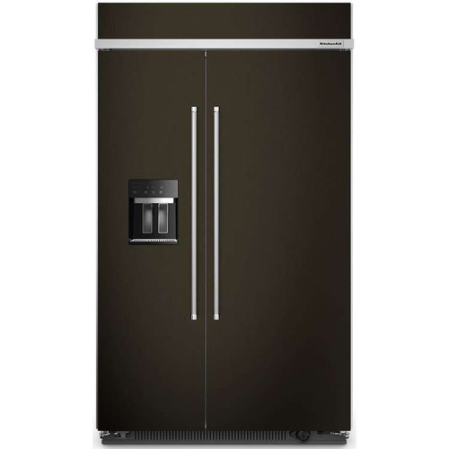 KBSD708MBS KitchenAid 48" 29.4 cu. ft. Built-In Side-by-Side Refrigerator with Ice and Water Dispenser - PrintShield Black Stainless Steel